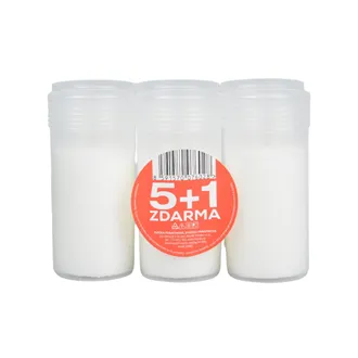 Sviečka parafínová 5+1 ZADARMO, biela 6 x 80g