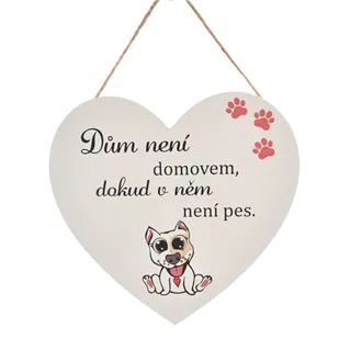 Drevené srdce s nápisom DOG HOME O0523